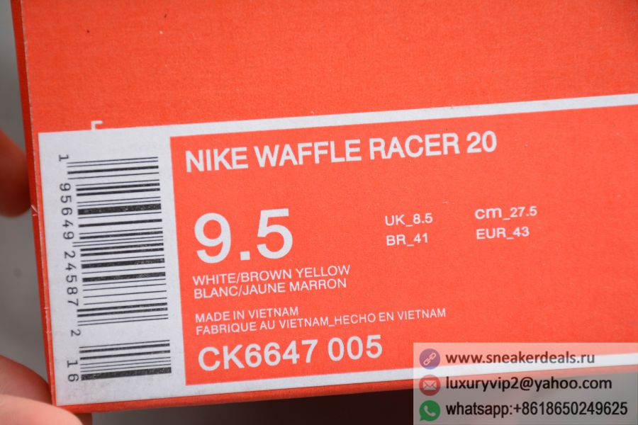 Nike Waffle Racer 2X WhiteBrown-Green CK6647-005 Men Shoes